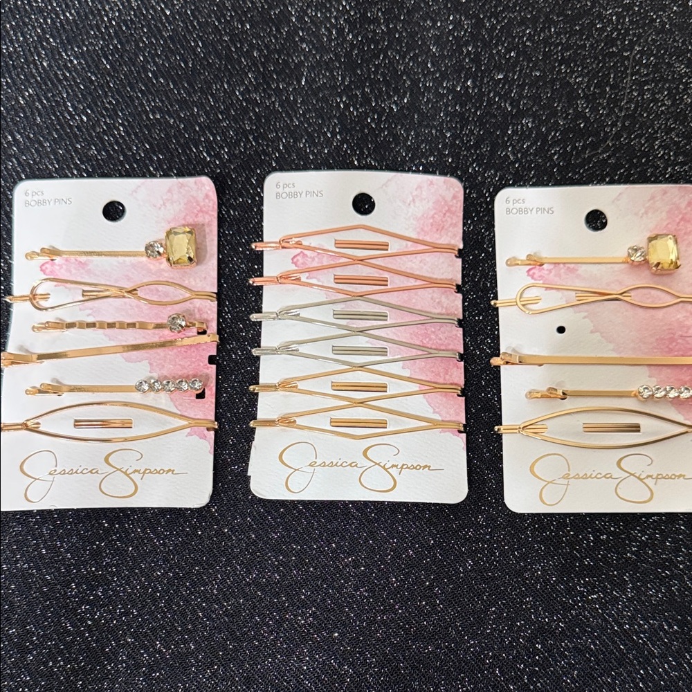 Jessica Simpson Elegant Gold and Pink Bobby Pins
